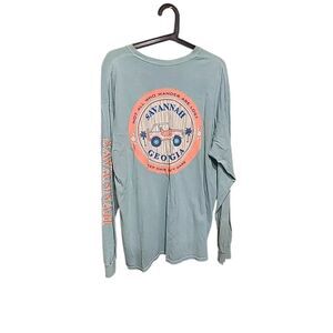Savannah Georgia Jeep Long Sleeve Graphic Shirt Gildan Ultra Cotton Blue Size 2X